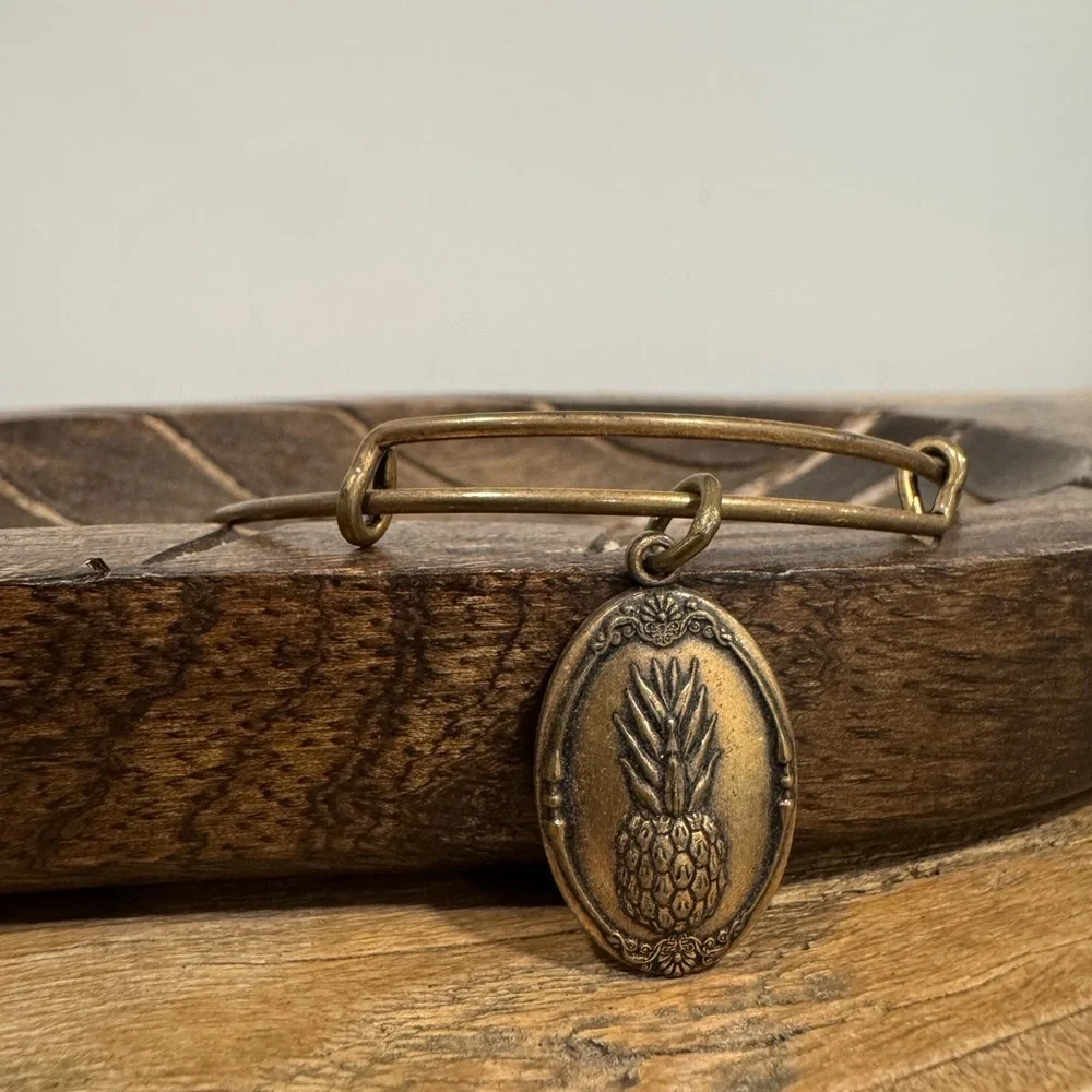 Alex and Ani Pineapple Charm Bangle – Rafaelian Gold Finish